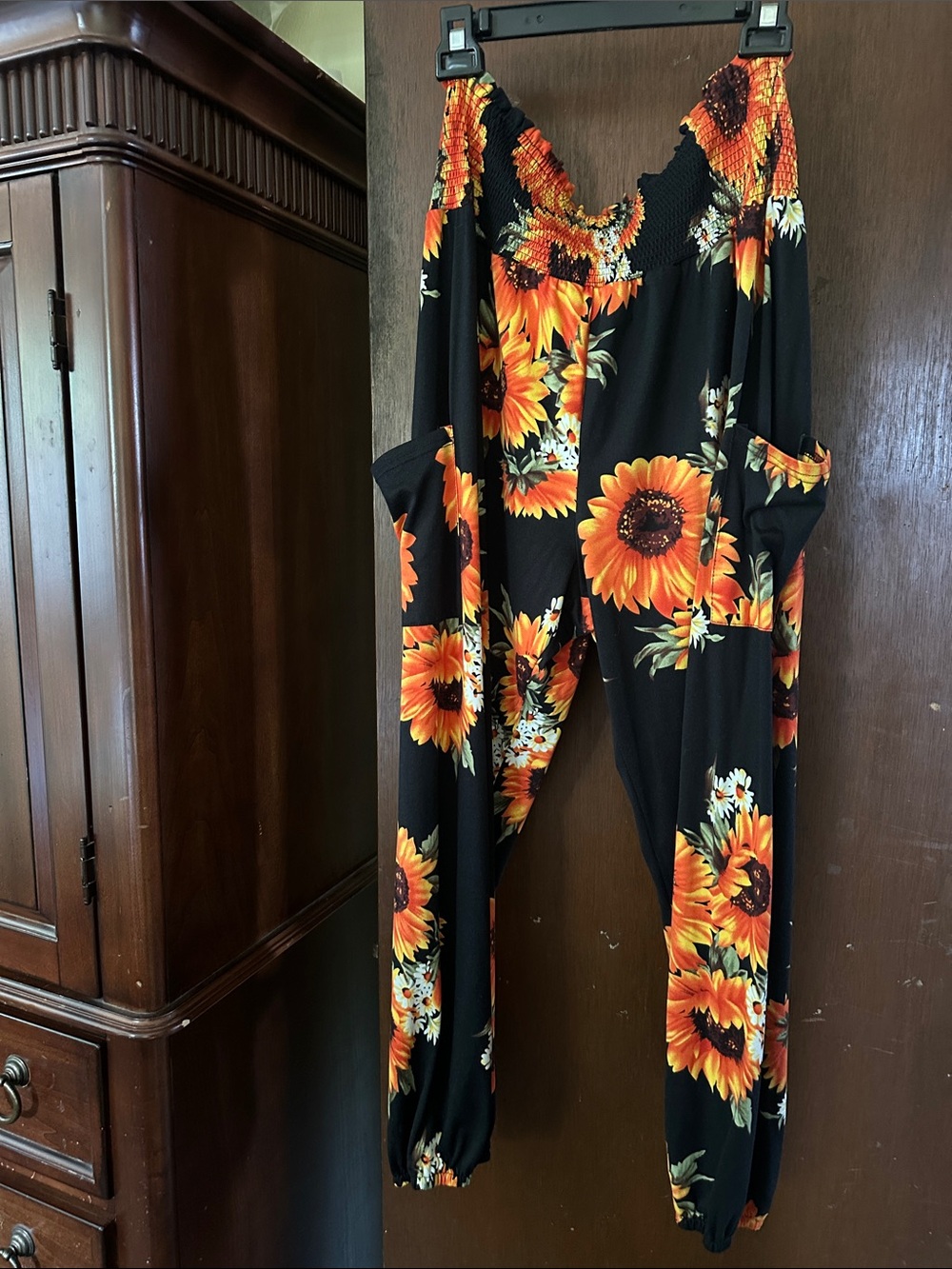 Black Sunflower Wide-Leg Jumpsuit Pants
